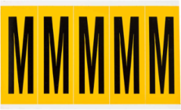 15 Series Pressure Sensitive Vinyl Letter Labels, 3.875 Inch H, Black on Yellow, 125 Labels/Pack