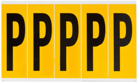 15 Series Vinyl Letter Labels - 3.875 Inch H, Black on Yellow, Outdoor Use, 125 Labels/Pack