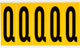 Pressure Sensitive Vinyl Letter Labels 5 Inch H x 1.75 Inch W, Black on Yellow, Q