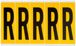 Pressure Sensitive Vinyl Letter Label 3.875 Inch H, Black on Yellow, Durable Weather-Resistant