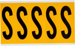 Pressure Sensitive Vinyl Letter Labels 3.875 Inch H Black on Yellow, Permanent Adhesive