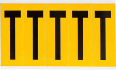 Pressure Sensitive Vinyl Letter Labels - 3.875 Inch H, Black on Yellow, Gloss