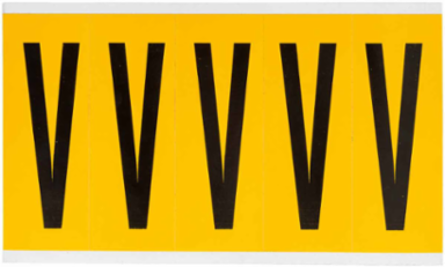 Vinyl Letter Labels 3.875 Inch H Black on Yellow, 125 Pack, Weather Resistant
