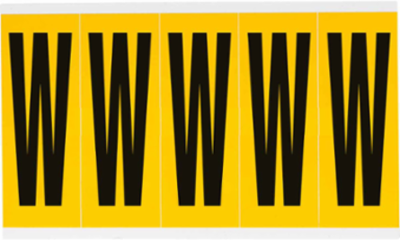 15 Series Pressure Sensitive Vinyl Letter Label 3.875 Inch H, Black on Yellow