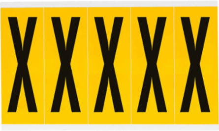 Pressure Sensitive Vinyl Letter Labels, 3.875 Inch H, Black on Yellow, 125 Labels/Pack