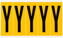 Pressure Sensitive Vinyl Letter Labels, 3.875 Inch H, Black on Yellow, Outdoor Durability