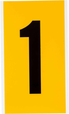 Vinyl Number Label - 6 Inch H, Black on Yellow, Outdoor Use, 1 Unit