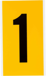 Vinyl Number Label - 6 Inch H, Black on Yellow, Outdoor Use, 1 Unit