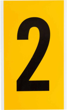 15 Series Pressure Sensitive Vinyl Number Label - 6 Inch H, Black on Yellow, 2