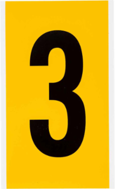 15 Series Vinyl Number Label, 6 Inch H, Black on Yellow, Permanent Adhesive