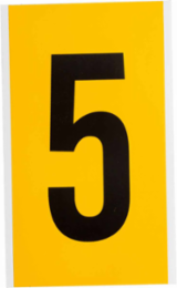 Vinyl Number Label - 6 Inch H, Black on Yellow, 5 Labels per Pack