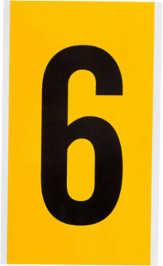 15 Series Vinyl Number Label 6 Inch H Black on Yellow, 9 x 5 Inch, Outdoor Use