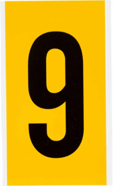 15 Series Vinyl Number Label - 6 Inch H, Black on Yellow, Weather-Resistant