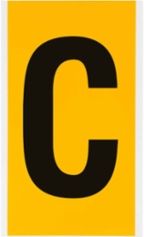 Vinyl Letter Label - 6 Inch H, Black on Yellow, Outdoor Use, Permanent Adhesive