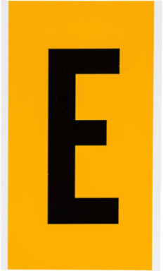 Vinyl Letter Label - 6 Inch H, Black on Yellow, Permanent Adhesive, Outdoor Use