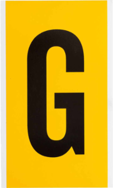 Vinyl Letter Label 6 Inch H, Black on Yellow, Weather Resistant, Outdoor Use