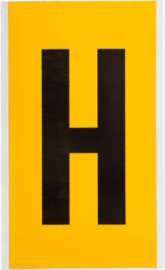 Pressure Sensitive Vinyl Letter Label - 6 Inch H, Black on Yellow, Outdoor Use, 25 Labels per Pack