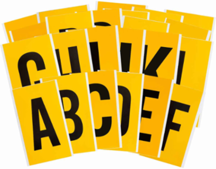 9 Inch x 5 Inch Durable Vinyl Number and Letter Labels, A to Z