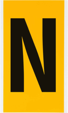 15 Series Pressure Sensitive Vinyl Letter Label - 6 Inch H x 5 Inch W, Black on Yellow
