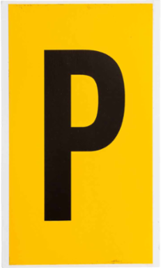 15 Series Vinyl Letter Label 6 Inch H, Black on Yellow, Permanent Acrylic Adhesive