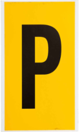 15 Series Vinyl Letter Label 6 Inch H, Black on Yellow, Permanent Acrylic Adhesive