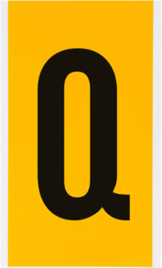 Pressure Sensitive Vinyl Letter Label - 6 Inch H, Black on Yellow, Outdoor Use