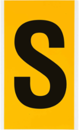 15 Series Vinyl Letter Label, 6 Inch H, Black on Yellow, Permanent Adhesive