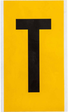 15 Series Vinyl Letter Label - 6 Inch H, Black on Yellow, Outdoor Use