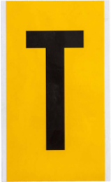 15 Series Vinyl Letter Label - 6 Inch H, Black on Yellow, Outdoor Use