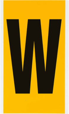15 Series Vinyl Letter Label - 6 Inch H, Black on Yellow, Permanent Acrylic Adhesive