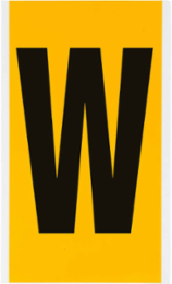 15 Series Vinyl Letter Label - 6 Inch H, Black on Yellow, Permanent Acrylic Adhesive