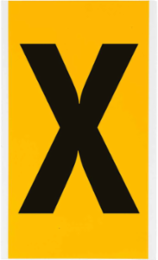 Pressure Sensitive Vinyl Letter Label 6 Inch H, Black on Yellow, Permanent Acrylic