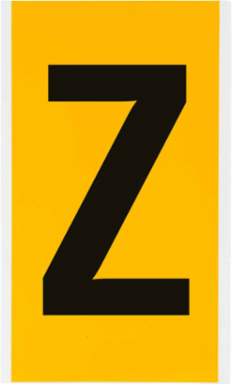 15 Series Pressure Sensitive Vinyl Letter Label, 6 Inch H, Black on Yellow, Outdoor Use