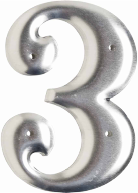 3 Inch Permanent Aluminum Embossed Number and Letter Labels, Silver, 10 Pack