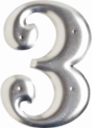 3 Inch Permanent Aluminum Embossed Number and Letter Labels, Silver, 10 Pack