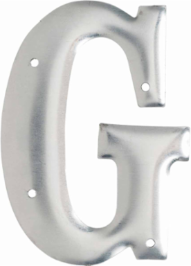 Permanent Aluminum Embossed Number and Letter Labels, 3 Inch Height, G