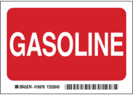 Gasoline B302 Safety Sign, 3.5" H x 5" W x 0.006" D