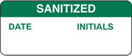 Covid 19 Sign B747, 5/8"X1-1/2 Grn/Wht Sanatize, Polyester Green/WH
