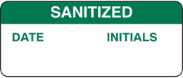 Covid 19 Sign B747, 5/8"X1-1/2 Grn/Wht Sanatize, Polyester Green/WH