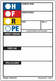 H, F, R, PE…, 5.875" H x 4" W, Black/Blue/Red/Yellow on White, Pack of 250 Labels
