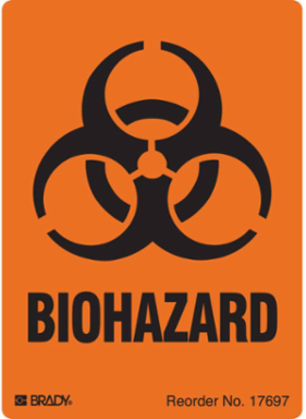 BIOHAZARD Label, 4 Inch H x 2-7/8 Inch W, Roll of 500, Permanent Adhesive