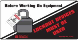 Lockout Device Warning Labels, 2 Inch x 4 Inch, Vinyl, Black/Gray/Red on White, Pack of 25