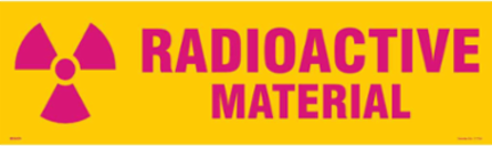 Radioactive material Sign, Red on Yellow, 7 " H x 10 " W, Polyester