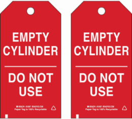 Cylinder Status Tags: EMPTY CYLINDER DO NOT USE