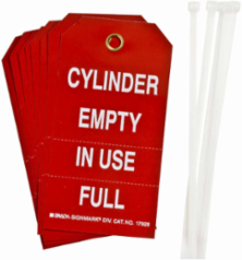 Cylinder Status Tags, CYLINDER EMPTY IN USE FULL, Includes (10) Nylon Fasteners