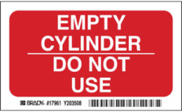 Empty Cylinder Do Not Use Sign, 3.5" H x 5" W x 0.006" D, Polyester