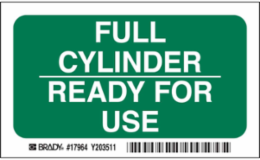 Full Cylinder Ready For Use Sign, 3.5" H x 5" W x 0.006" D, Polyester