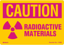 RADIOACTIVE MATERIALS, 3.5" H x 5" W, Pink on Yellow, Pack of 10 Labels