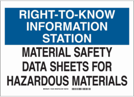 RIGHT-TO-KNOW INFORMATION STATION Sign, 0.004" D, Vinyl