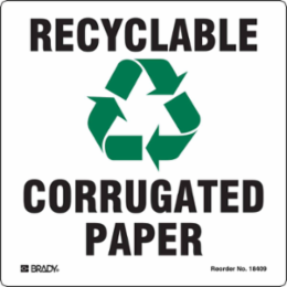 RECYCLABLE CORRUGATED PAPER, 5" H x 5" W, Black/Green on White, Pack of 5 Labels